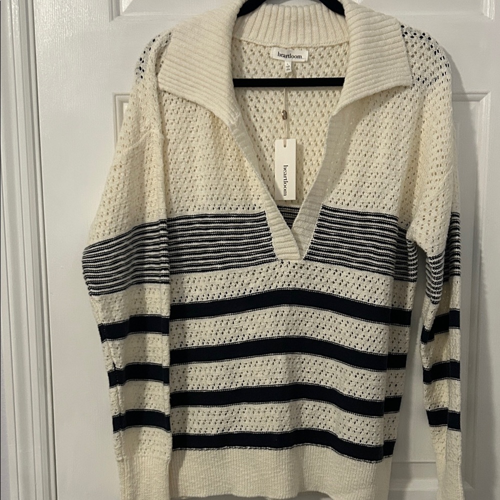 Heartloom Cream and Black Striped Sweater